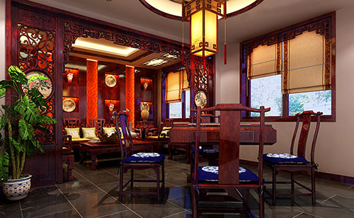 靖江古典中式风格茶楼包间设计装修效果图